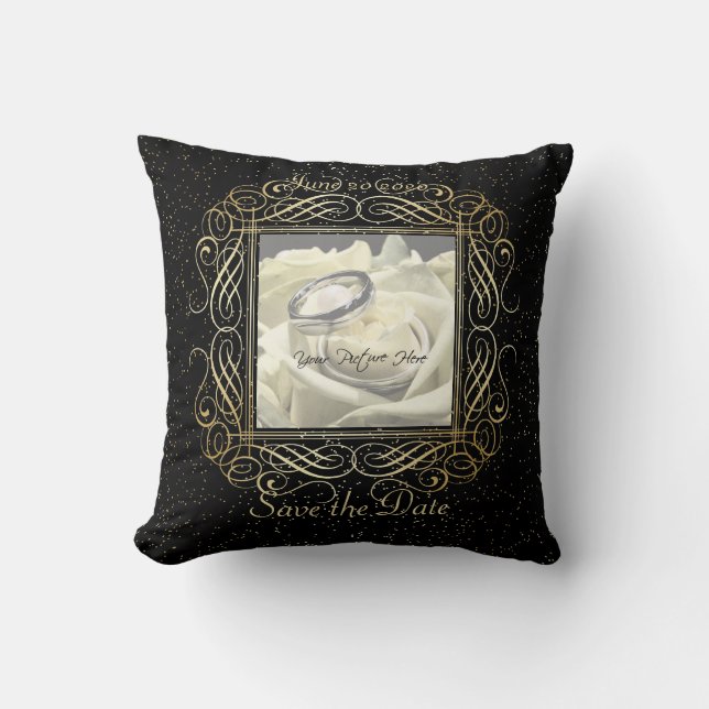 Coussin Enregistrer la date Elegant Gold Foil Dots Look Sc (Recto)