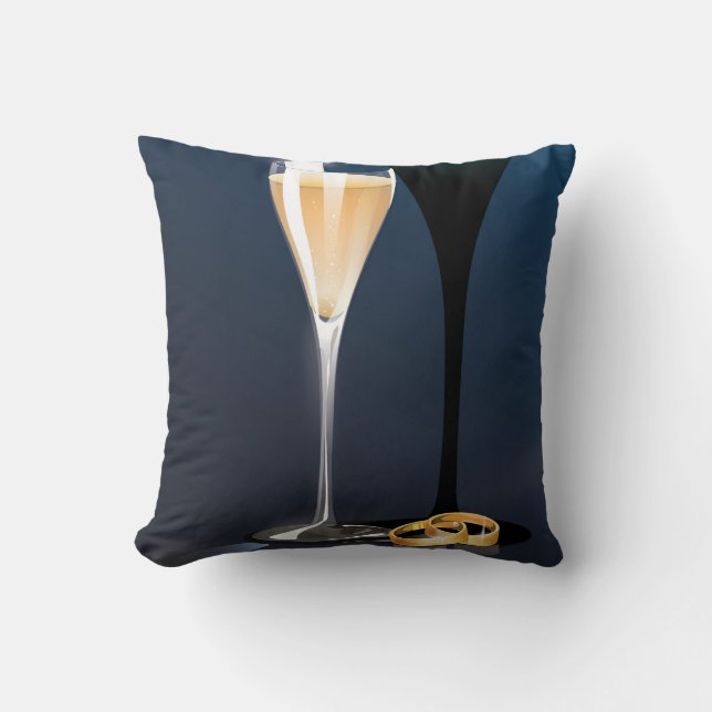Coussin Enregistrer la date Verre et anneaux dorés (Recto)