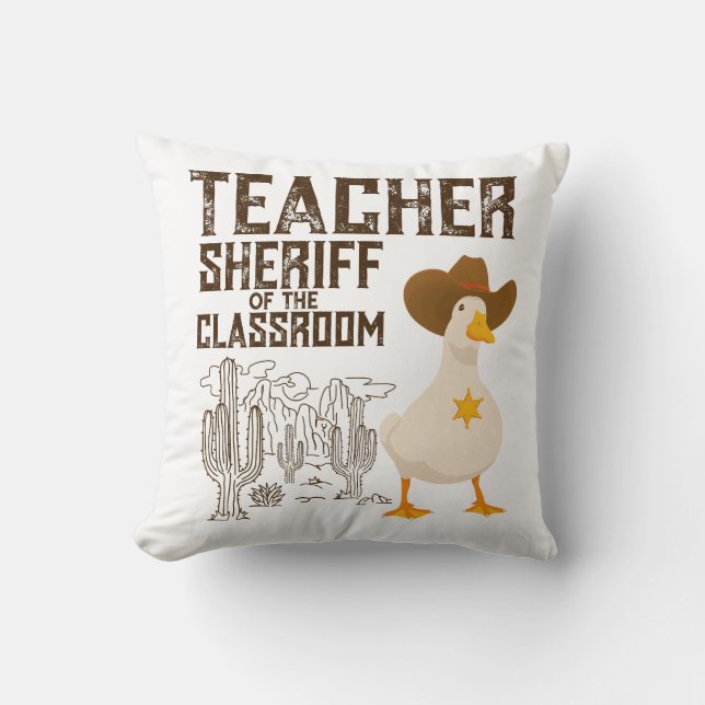 Coussin Enseignant Retour à l'école Cowboy Retro Goose Fun (Recto)