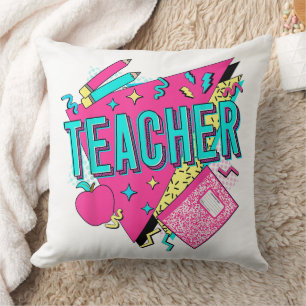 Coussin Enseignant Rétro Coloré Années 90 Retour à l'École
