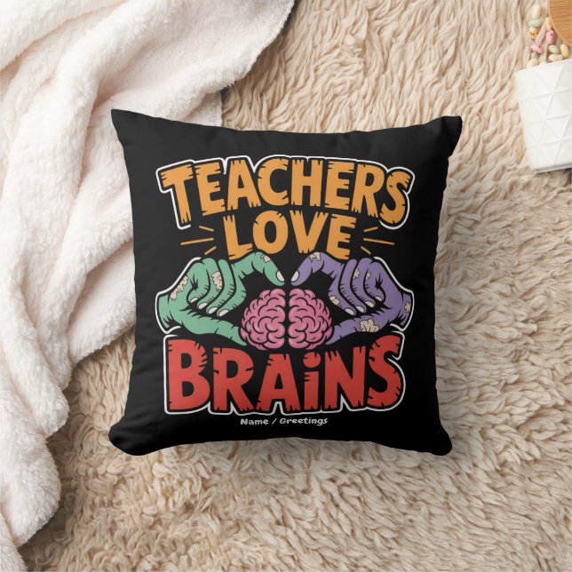 Coussin Enseignants Aimer Cerveaux Zombie Mains Coeur Hall (Couverture)
