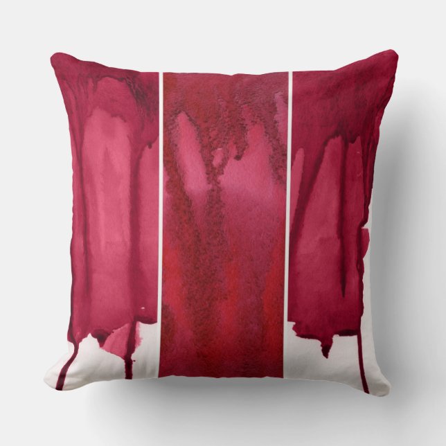 Coussin Ensemble d'abrégé sur rouge aquarelle peint à la (Recto)