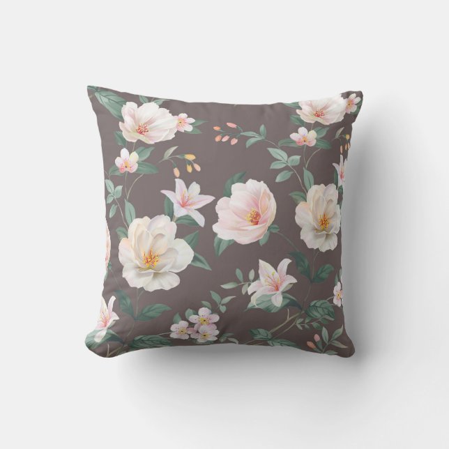 Coussin ensemble de haute qualité de fleurs d'aquarelles d (Recto)