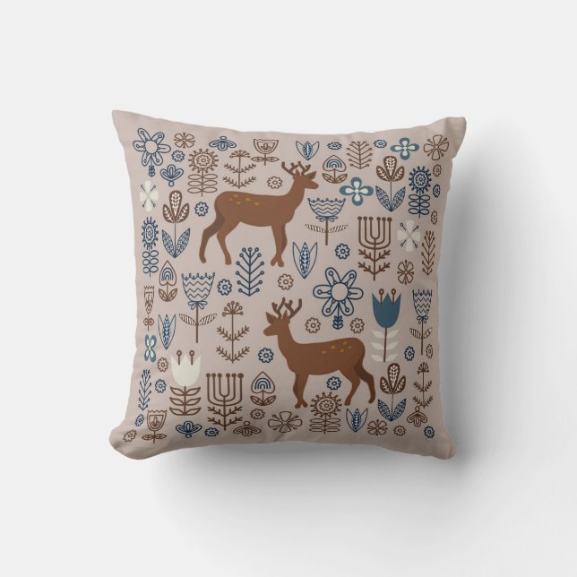 Coussin Ensemble d'éléments floraux de style scandinave,  (Recto)