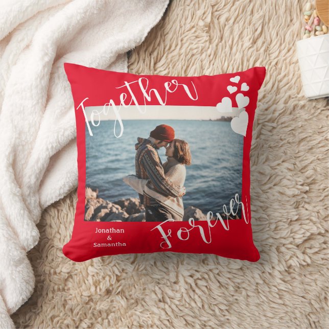 Coussin Ensemble pour un couple photo avec coeur d'amour (Couverture)
