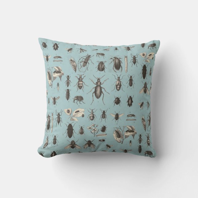 Coussin Entomologie antique d'insectes et d'insectes (Recto)