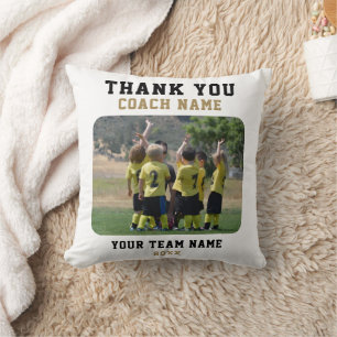 Coussin Entraîneur Merci avec nom d'équipe Photo