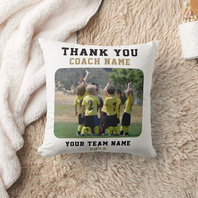 Coussin Entraîneur Merci avec nom d'équipe Photo (Couverture)