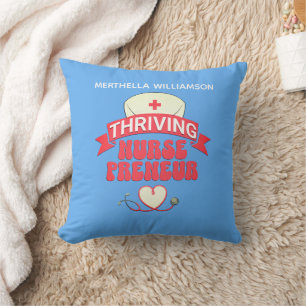 Coussin Entrepreneur Infirmière Bleu Personnalisé NURSEPRE