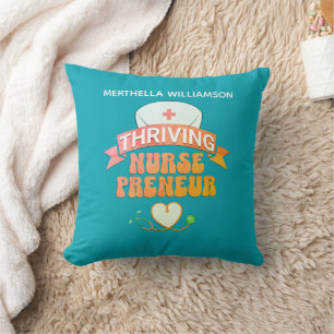 Coussin Entrepreneur Infirmière personnalisé sarcelle NURS