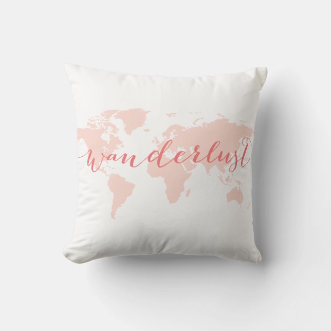 Coussin Envie de voyager, désir de voyager, carte du monde (Recto)