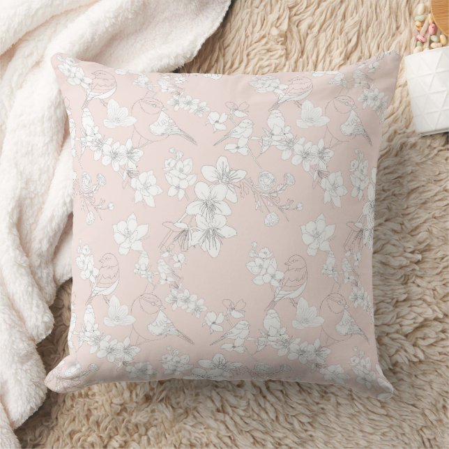 Coussin Épervier rose, motif de fleurs (Couverture)