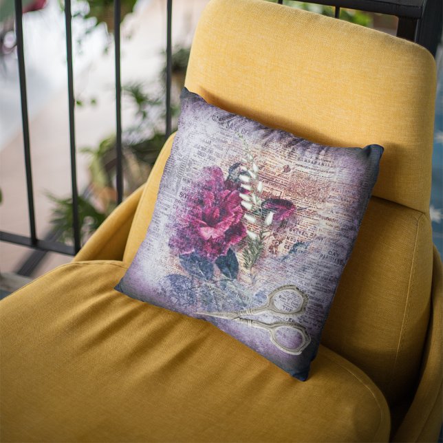 Coussin Ephémère Florale Rose Rouge Décor (Créateur téléchargé)
