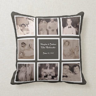 Coussin Épouser le gris d'ardoise de collage d'Instagram