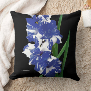 Coussin Époustouflants Glaïeuls Bleu Royal & Blanc