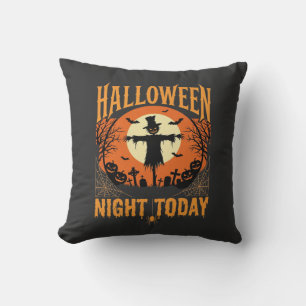 Coussin Épouvantail de cimetière de nuit d'Halloween Vecte