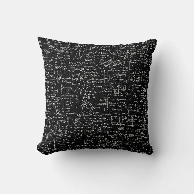Coussin Équations de physique sur //noir (Recto)