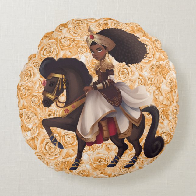 Coussin équestre africain Princess Round Cotton (Devant)
