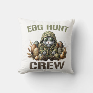 Coussin Équipage de chasseur d'oeufs de Pâques Camo Chasse