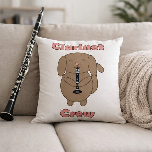 Coussin Équipage de Clarinette Mignon Chien Brun Musicien