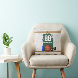 Coussin Équipe cycliste Personalized Green and White Baske
