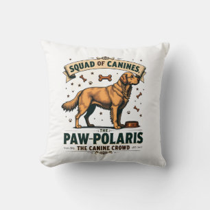 Coussin Équipe de canidés Graphique vintage avec pun chien