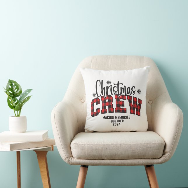 Coussin Équipe de Noël familiale T-shirt 2024 (Chaise)