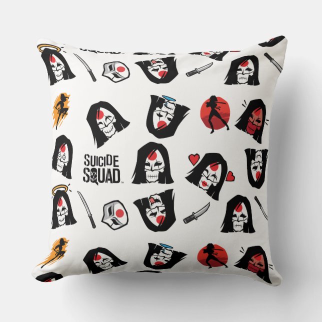 Coussin Équipe de suicide | Katana Emoji Motif (Recto)