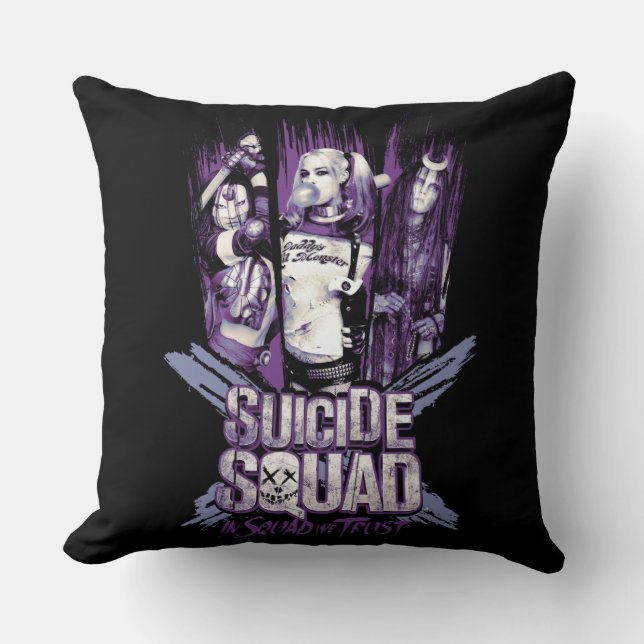 Coussin Équipe de suicide | Squad Girls "In Squad We Trust (Recto)