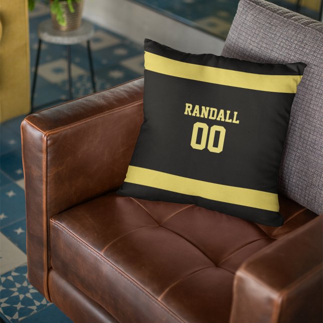 Coussin Équipe Gold & Black Football Personnalisée (Créateur téléchargé)