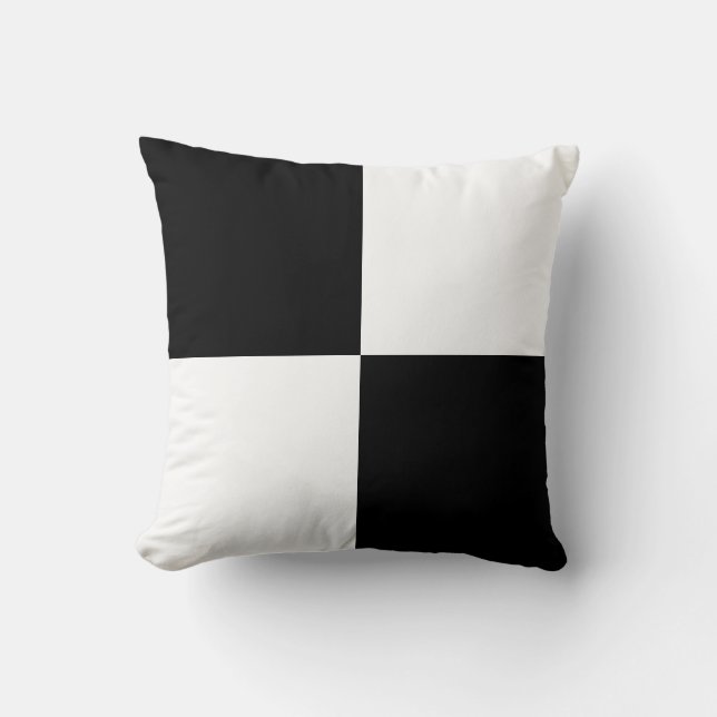 Coussin Équipe noire et blanche à damiers motif minimalist (Recto)