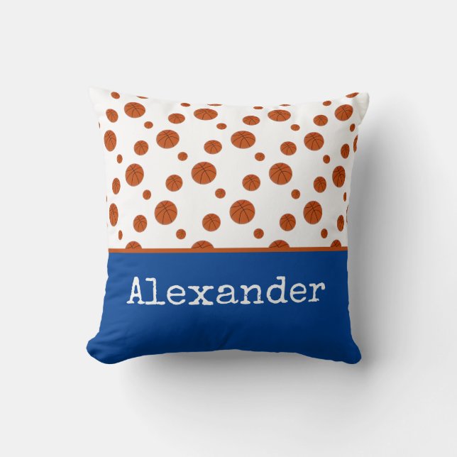 Coussin Équipe sportive de basket-ball bleu personnalisé (Recto)