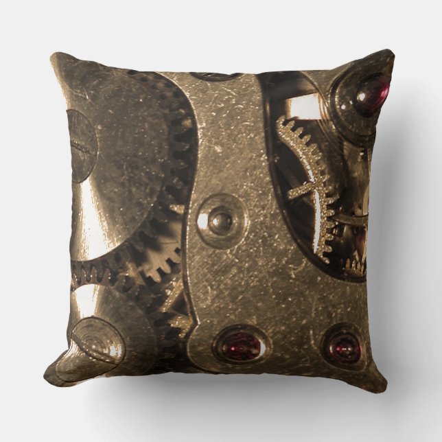 Coussin Équipements d'horloge métallique Steampunk (Recto)