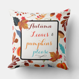 Coussin Érable d'automne feuille citrouille Halloween auto