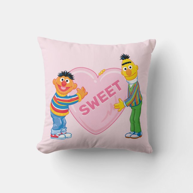 Coussin Ernie & Bert Grand Cœur de la Saint-Valentin (Recto)