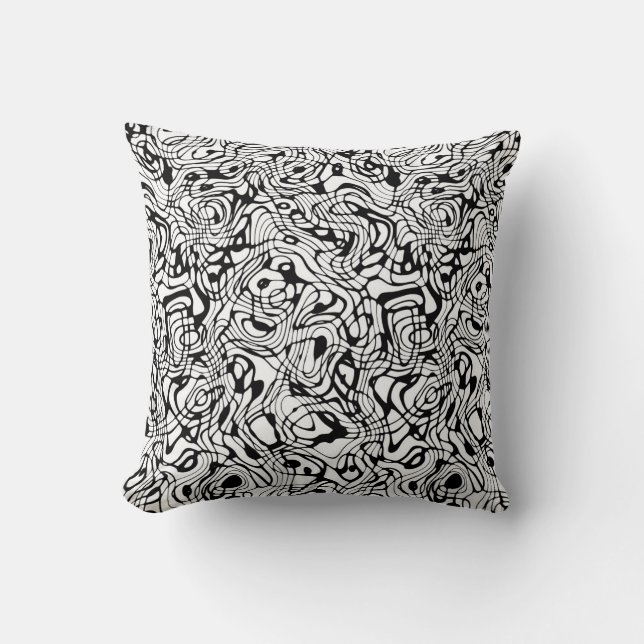 Coussin errant blanc/noir réversible de motif (Recto)