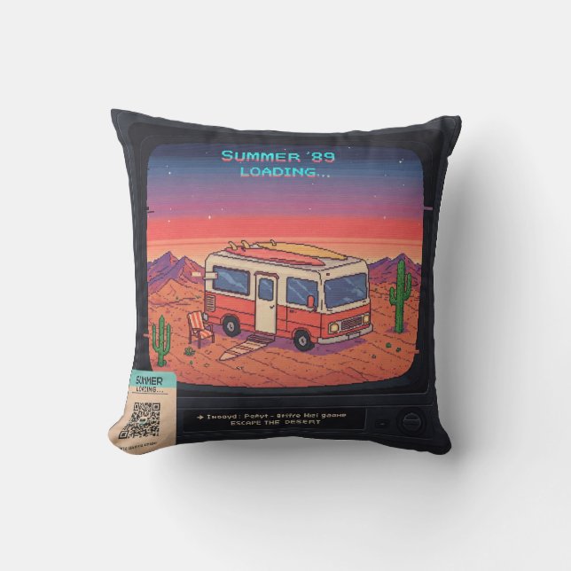 Coussin Erreur d'été rétro 404 T-shirt | Glitch Art (Recto)
