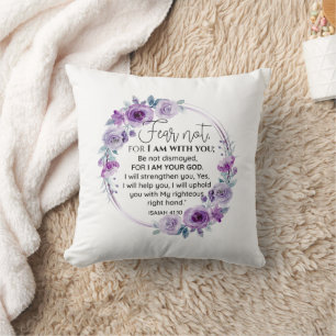 Coussin Esaïe 41:10 Crainte non violet Écriture florale