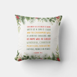 Coussin Ésaïe 9:6 Pour nous un enfant est né Noël