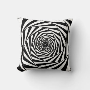 Coussin Escalier spiral noir et blanc Abstrait