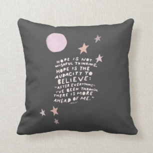 Coussin Espérance citation - lune violette et rose et ét