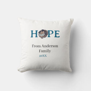 Coussin Espoir vacances bleues lettre gras enfants photo n