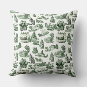 Coussin Esthétique de toile de Noël verte et blanche