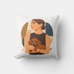 Coussin Esthétique moderne de maman de chien avec un chiot