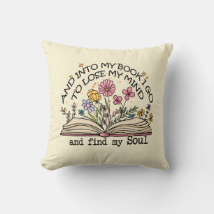 Coussin Et Dans Mon Livre Je Pars - Floral Livre Lover