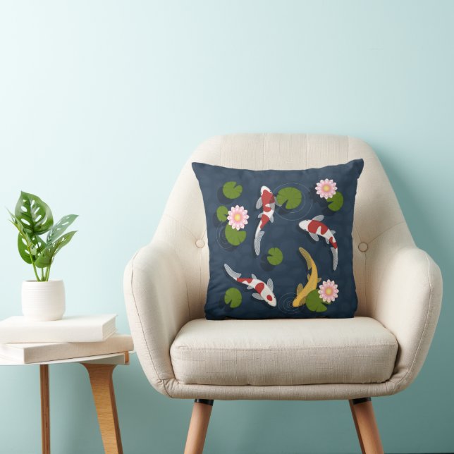 Coussin Étang japonais de poissons Koi (Chaise)