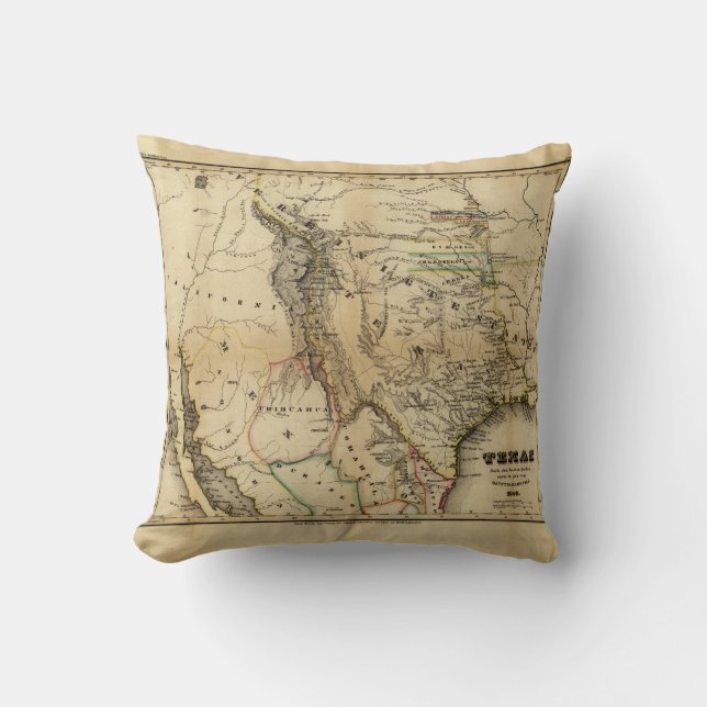 Coussin État de la carte du Texas (1846) (Recto)