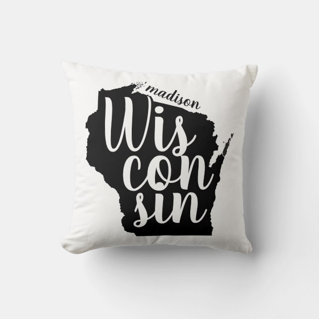 Coussin État et ville personnalisables du Wisconsin (Recto)