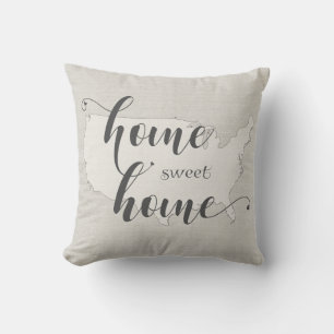 Coussin États-Unis - Home Sweet Home aspect toile de jute