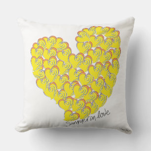 Coussin Été en amour - Coeurs de soleil et de plage